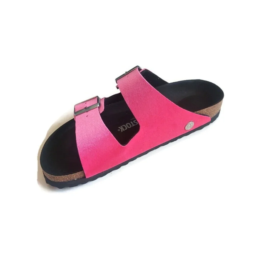 Birkenstock Womens 8 Mens 6 Arizona Rivet Logo Sandals Velvet Pink EU 39 Narrow - Picture 4 of 10